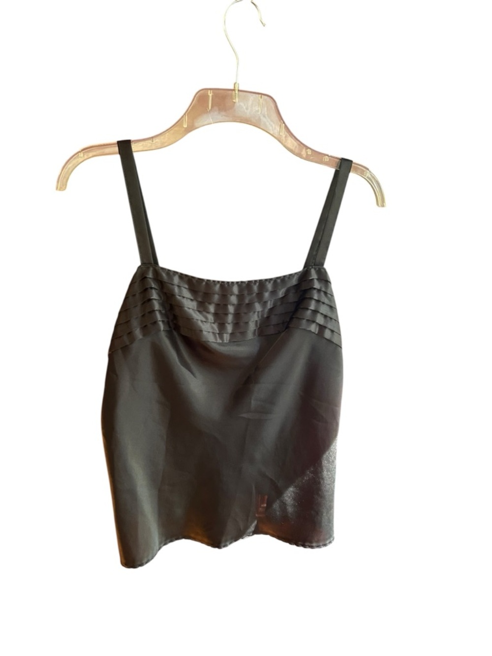 ESCAPADES vintage black satin pleat design camisole Sz Med D